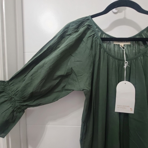 Daughters of India Sahana Gown Emerald Green Size Small Dress Handmade Cotton - Picture 9 of 10